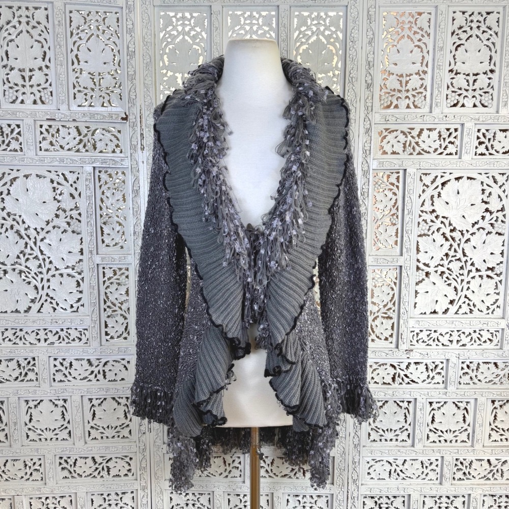 Lapis Fairy Grunge Ruffle Cardigan Sweater Sz M Y2K Whimsigoth Romantic